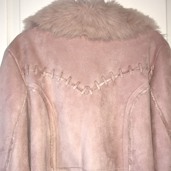 Laura Petites Pink Swede Faux Fur Coat - Picture 4 of 4